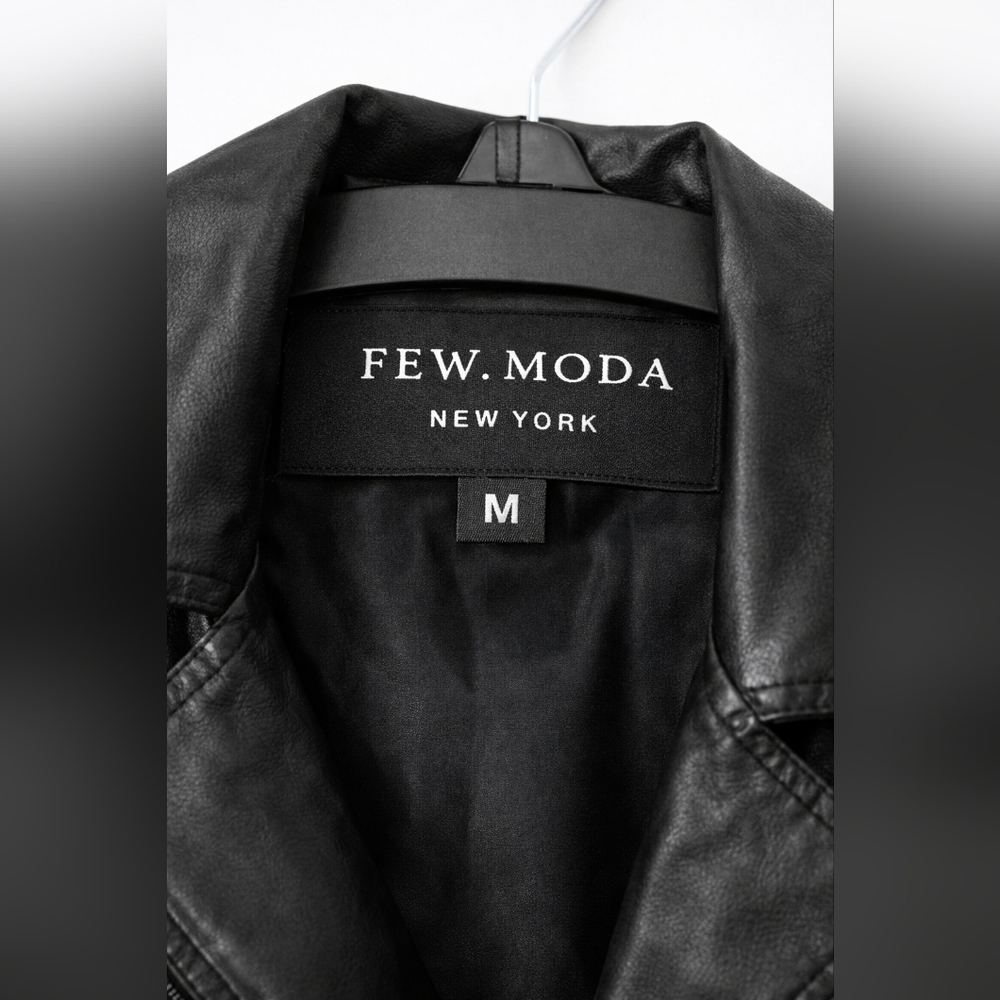 Few Moda New York Black Faux Leather Moto Jacket – Size M - Picture 2 of 5